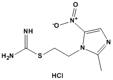 Molecular Structure of 53064-85-0 (2-(2-methyl-5-nitro-1H-imidazol-1-yl)ethyl carbamimidothioate)